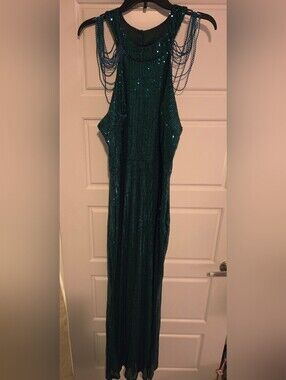 Hunter Green Sequin Evening Gown